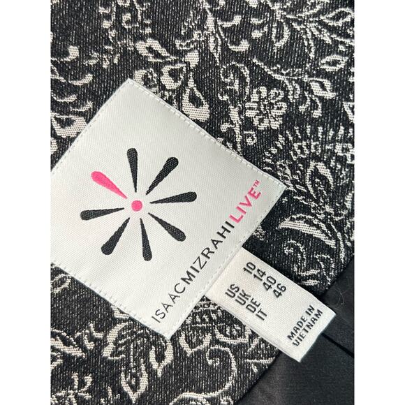 QVC Isaac Mizrahi Live! Super Stretch Woven Jacquard Blazer NWOT BLACK SIZE 10 - Picture 5 of 9